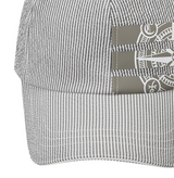 Castelbajac Men's Seersucker Stripe Artwork Ball Cap - Grey
