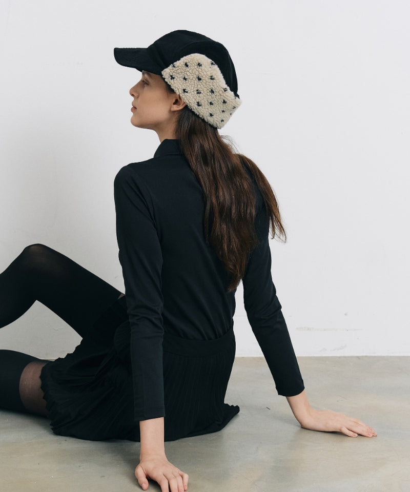 Dot Boa Earflap Cap Black