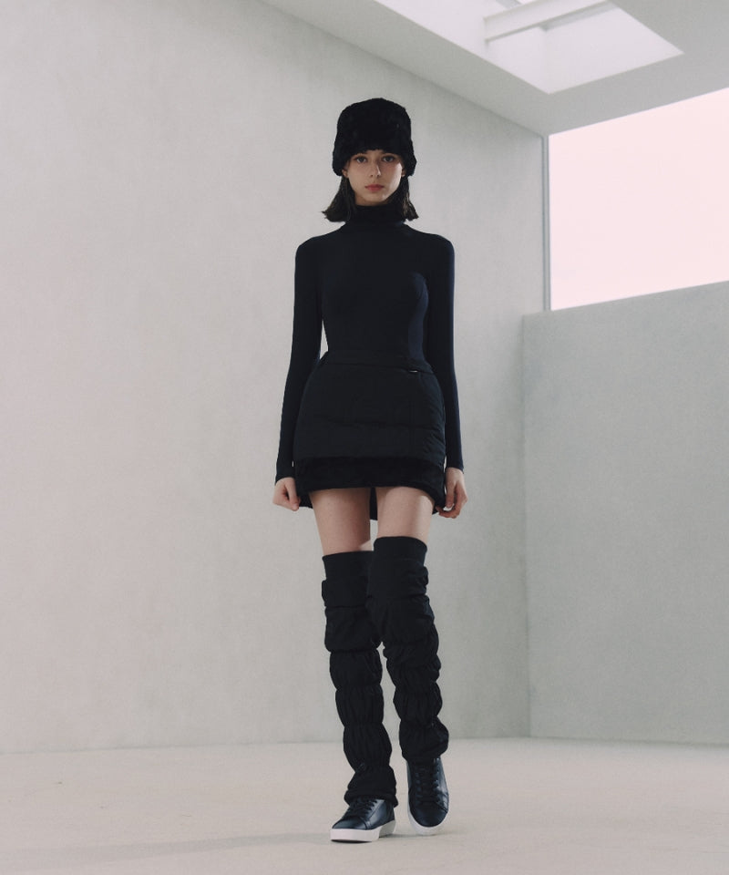 Knee-High Padded Leg Warmers Black