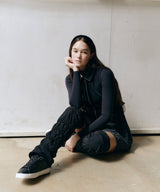 Knee-High Padded Leg Warmers Black