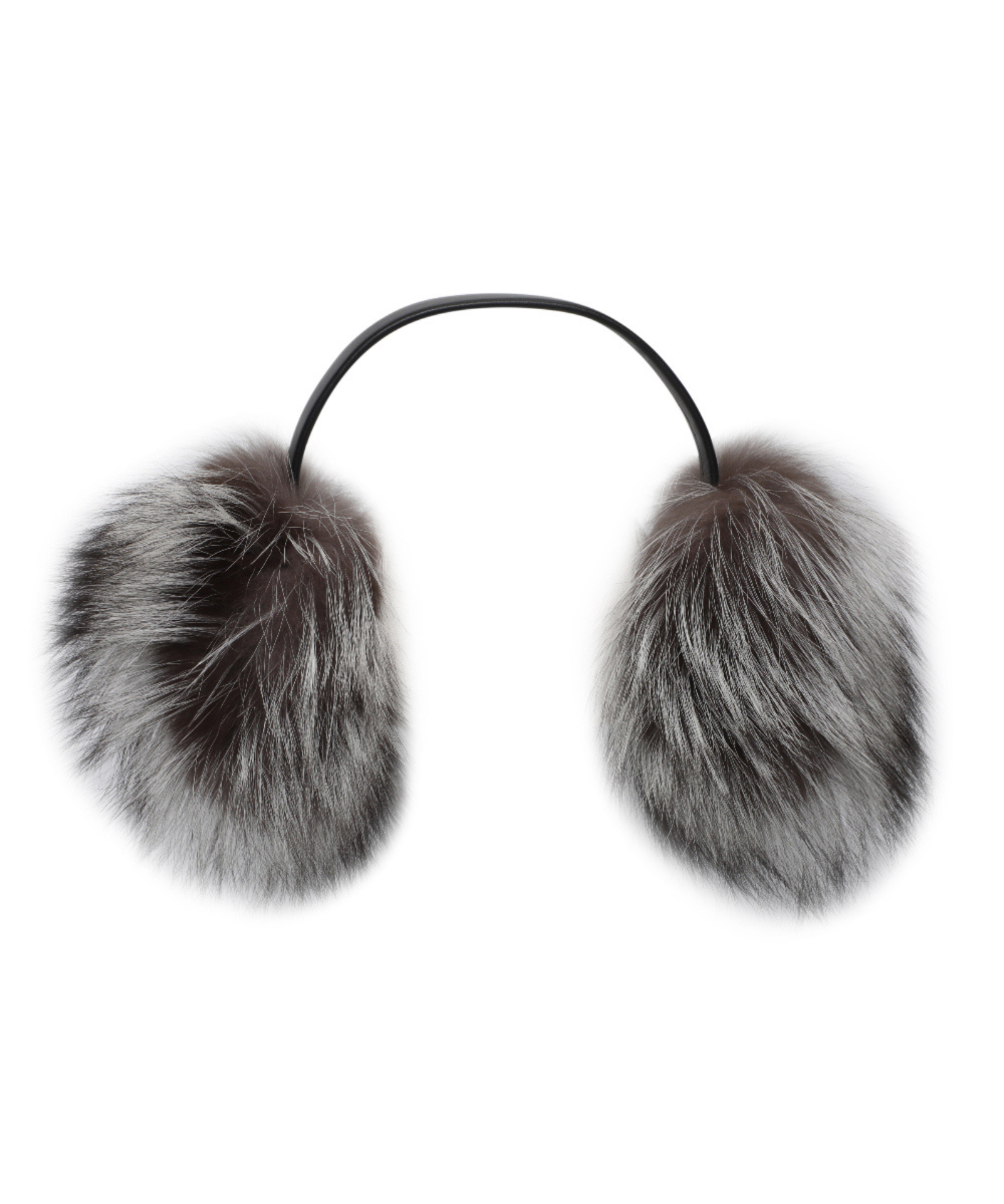Monday Flow Real Fox and Leather Earmuffs Silver Fox