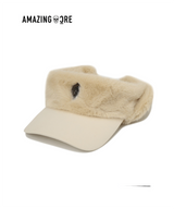 Amazing Cre Women's Fur Trimming Visor - Stone