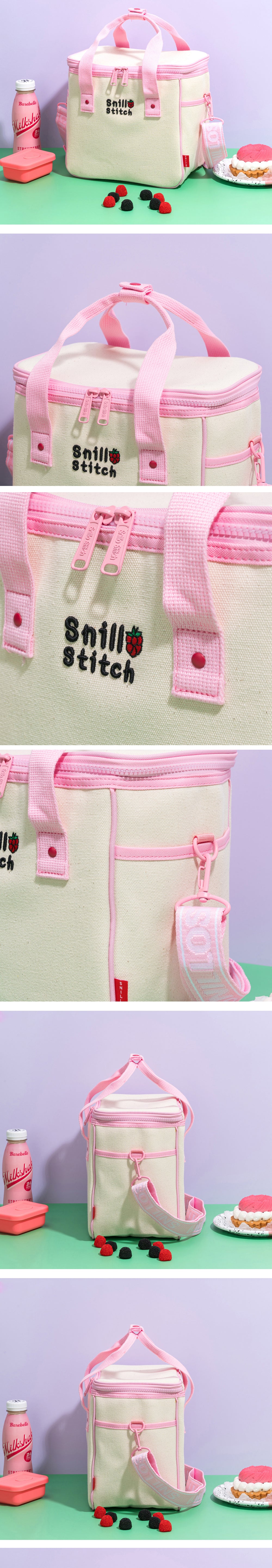 SNILLO STITCH Canvas Picnic Cooler Bag Raspberry - Pink