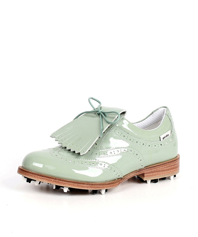 Giclee Unisex Classy Patent Premium Leather Golf Shoes - Mint