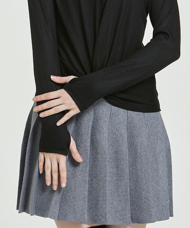 Noir Pleated Knit Skirt
