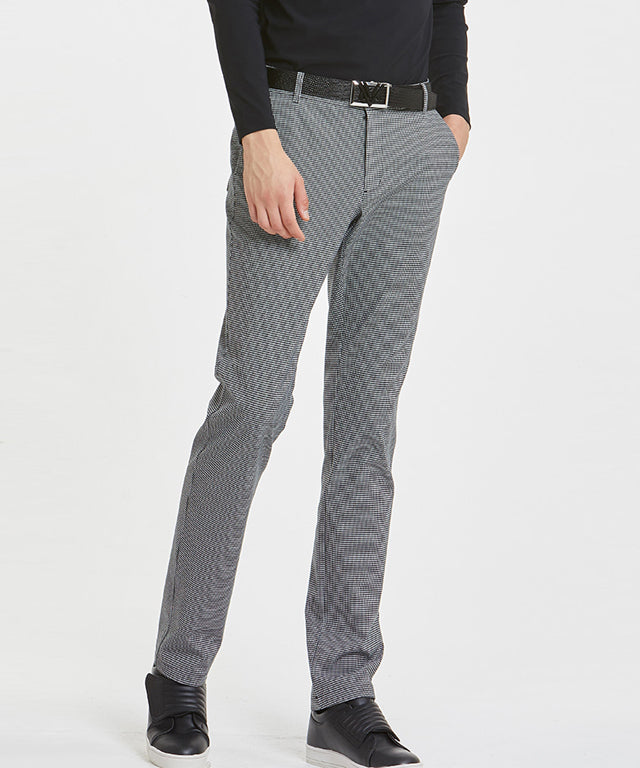 Mini Checker Casual Pants- Black