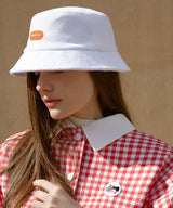 KANDINI Terry Bucket Hat - White(Orange)