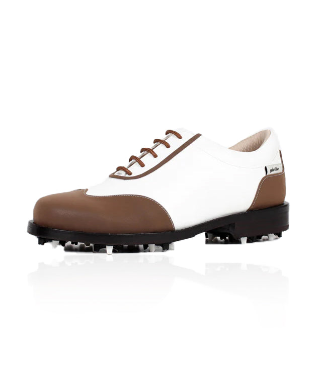 Giclee Women's Under Score Premium Leather Golf Shoes - Brown