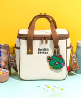 SNILLO STITCH Canvas Picnic Cooler Bag Flower - Brown