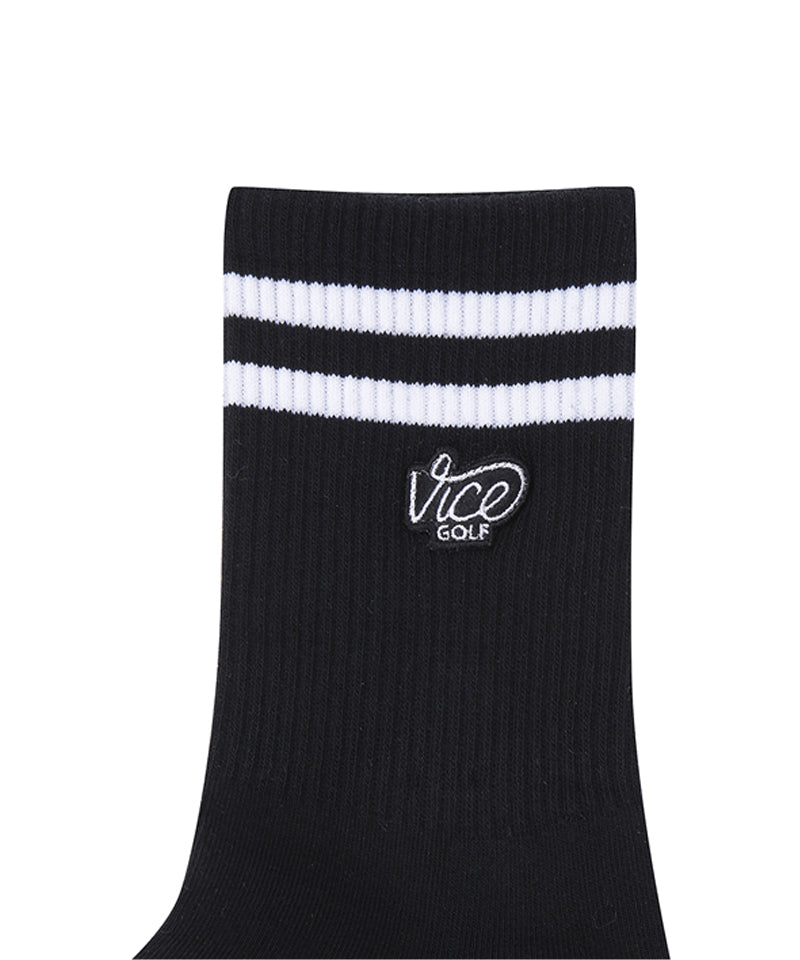 Vice Golf Atelier Unisex Stripe Crew Socks - Black