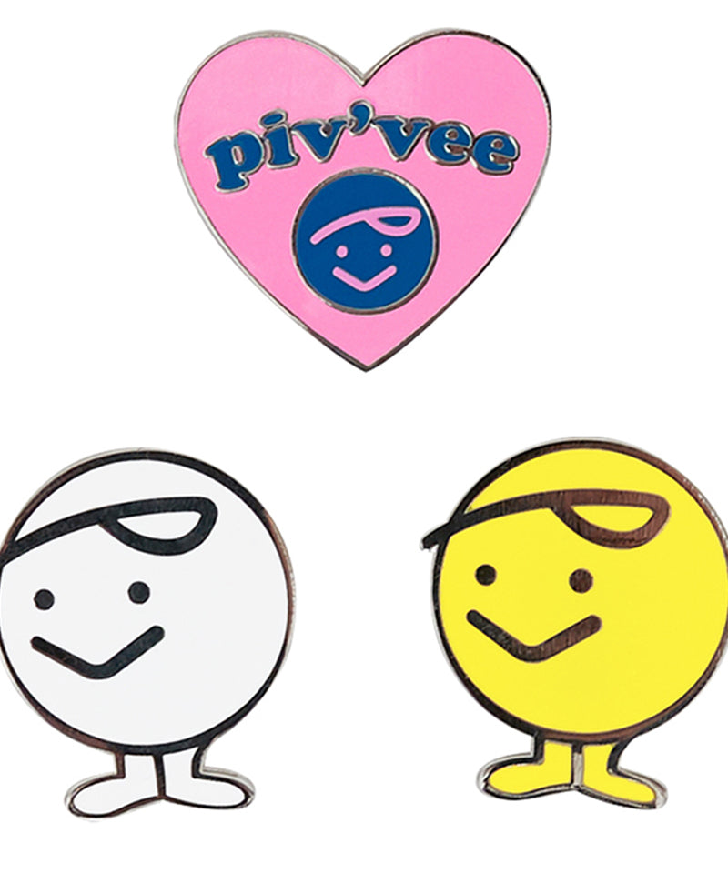 PIV'VEE Caddi'vee & Heart Ball Marker Clip Set - Multi