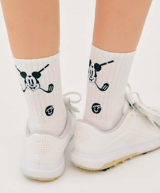 PIV'VEE Mickey Cross Golf Socks - Cloud  White