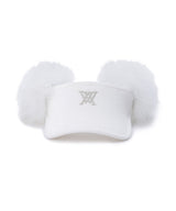 Women's Real Fur Snow Winter Visor - Off White