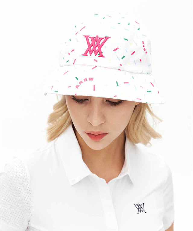 Nevermindall ANEW Golf Sprinkle Donut Pattern Bucket Hat White One Size Golf All Natural Bucket Hat White O/S – SwingJuice LLC main image 3