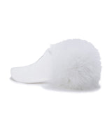 Women's Real Fur Snow Winter Visor - Off White