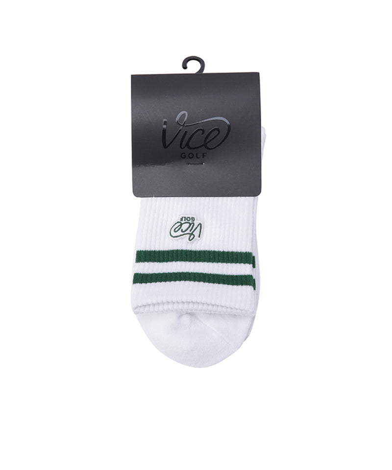 Vice Golf Atelier Unisex Stripe Crew Socks - White
