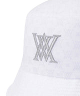 ANEW Monogram Round Taping Bucket Hat - White