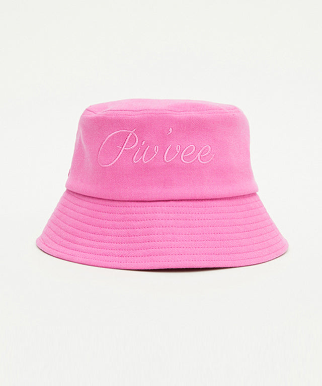 PIV'VEE Herringbone Bucket Hat - Flamingo Pink