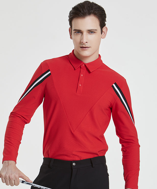 Arte four-sleeve collared T-shirt - Red
