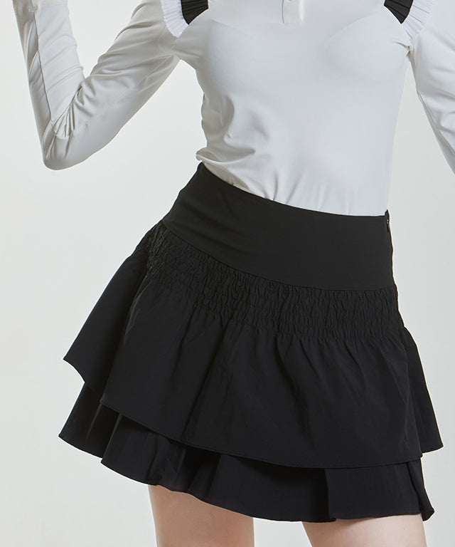 Anna Smock Pleated Skirt - Black