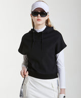 Foret Crop Hooded Vest - Black