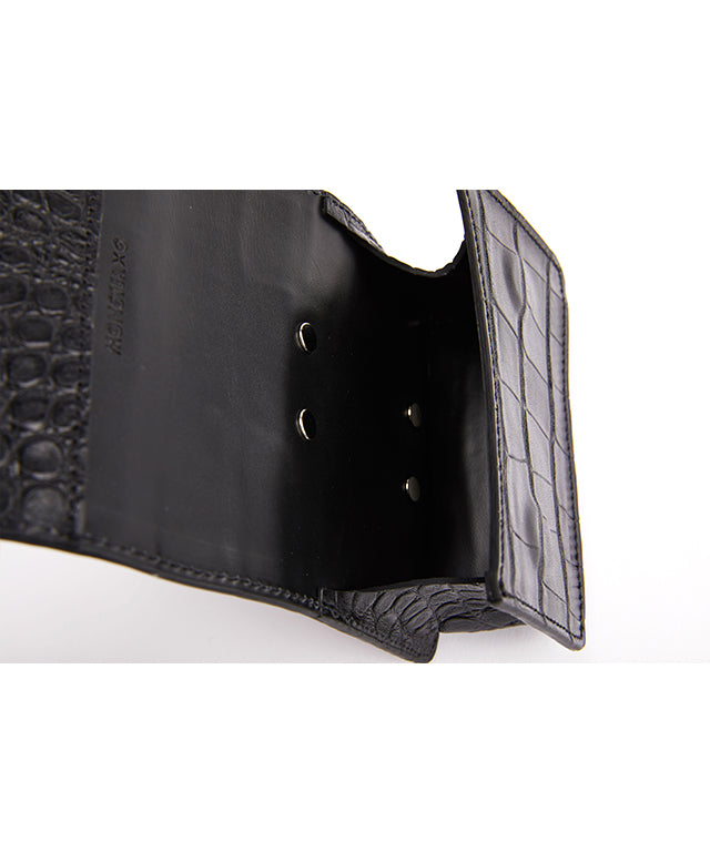 Monster G Italian Crocodile Texture Genuine Leather Golf Rangefinder Case Black