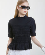 Smocked Icing Half Neck - Black