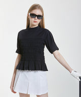 Smocked Icing Half Neck - Black