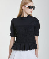 Smocked Icing Half Neck - Black