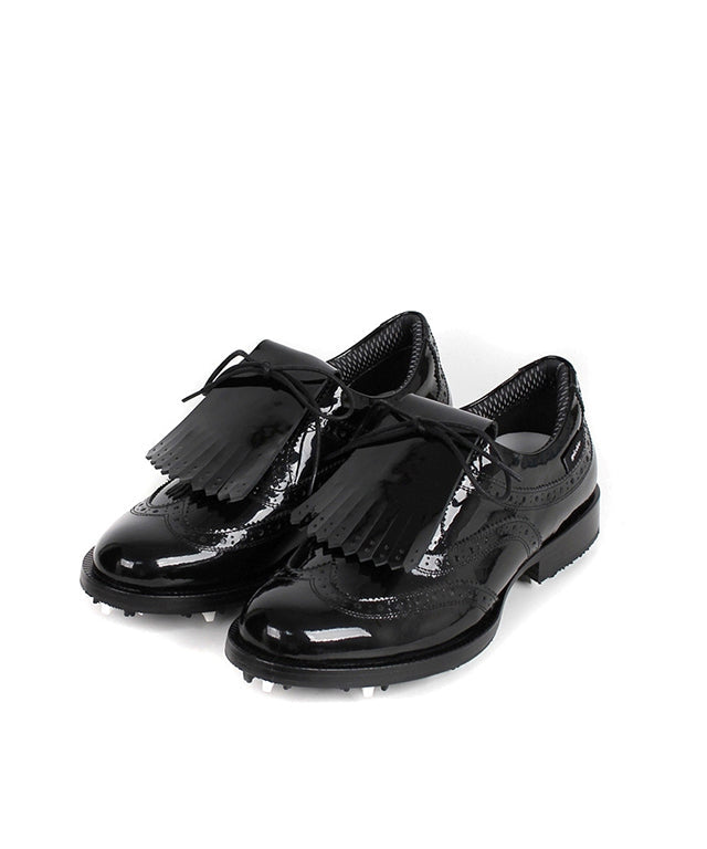 Giclee Unisex Classy Patent Premium Leather Golf Shoes - Black