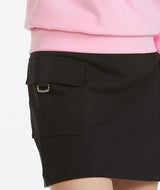 Grained Cargo Pocket Banding Skirt - Black