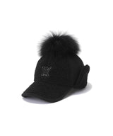 Women's Curly Ball Cap - Black