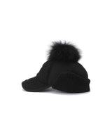 Women's Curly Ball Cap - Black