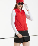 Zenit Shirring Round Open Vest - Red