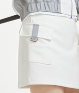 Grained Cargo Pocket Banding Skirt - White