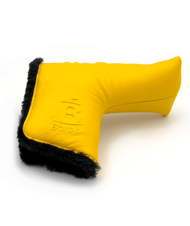 Baron Golf Leather Blade Putter Cover made by Finest Calf Leather - Yellow