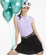 Nelsh Shirring Collared Top - Light Purple