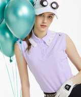 Nelsh Shirring Collared Top - Light Purple