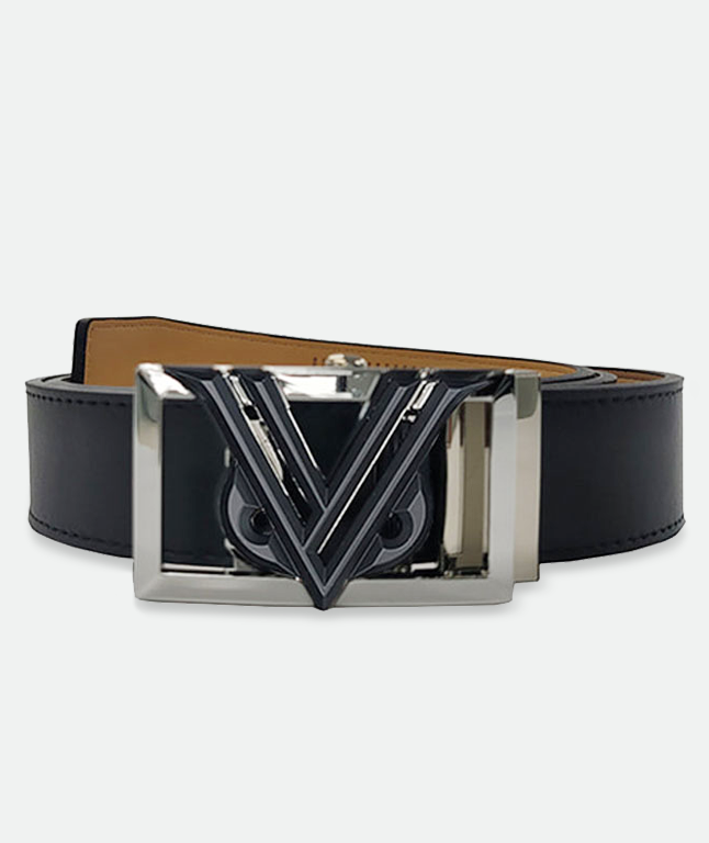 VOVO square glossy buckle leather belt