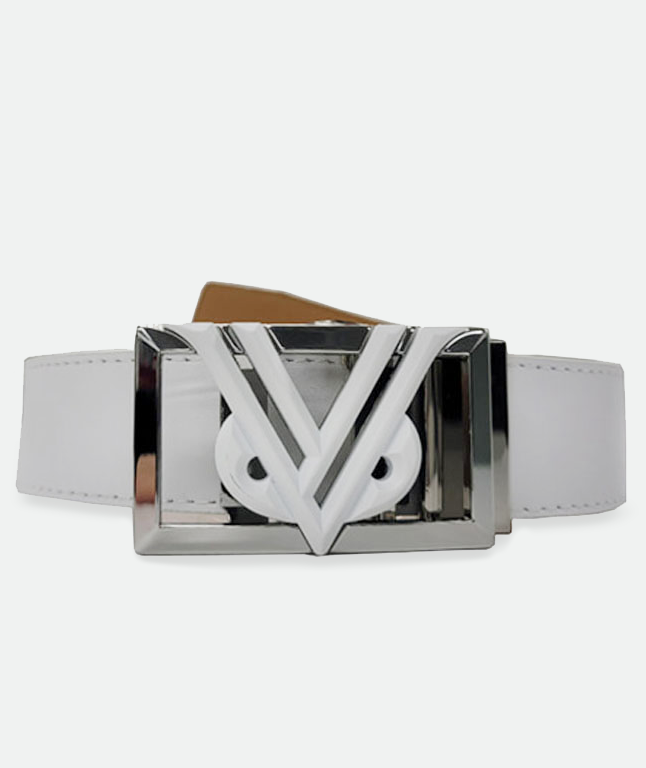 VOVO square glossy buckle leather belt